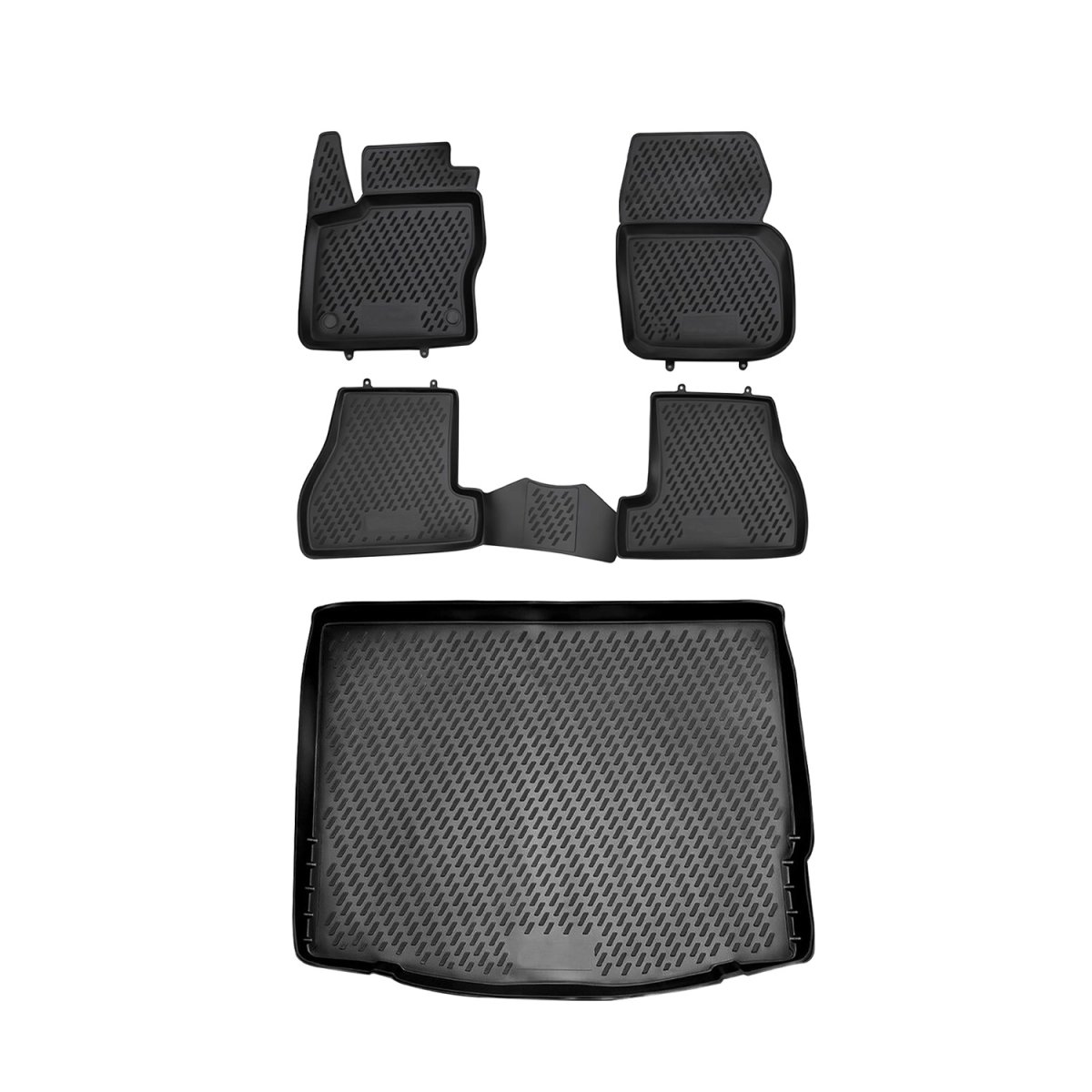 Ford Focus Floor-Trunk Mats - Omac - 3D - Black - '12-'18 Ford Focus Floor-Trunk Mats - Omac - 3D - Black - '12-'18